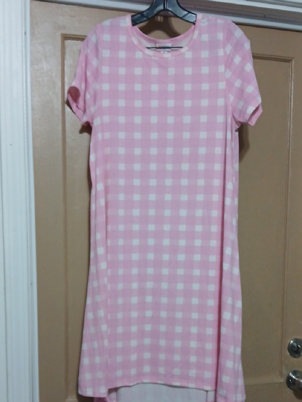 LuLaRoe Pink and White Gingham High-Low Dress